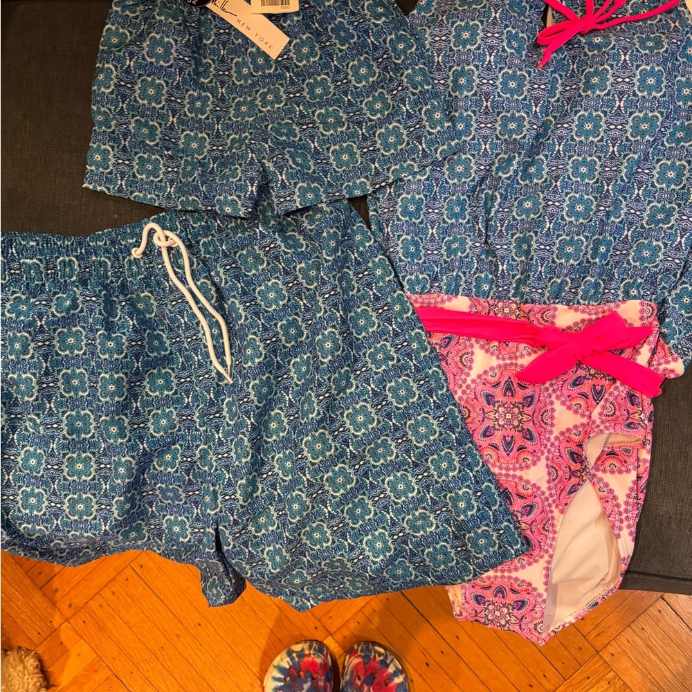 Nicole Miller Blue and Pink family swim set